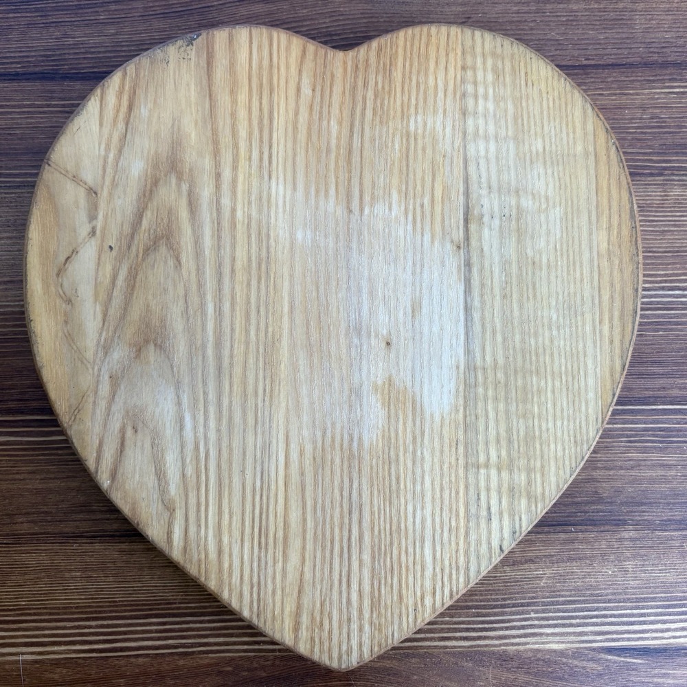 Folding Wood Heart Basket Accordion Collapsible Bowl Trivet Fruit Bread - Picture 11 of 11